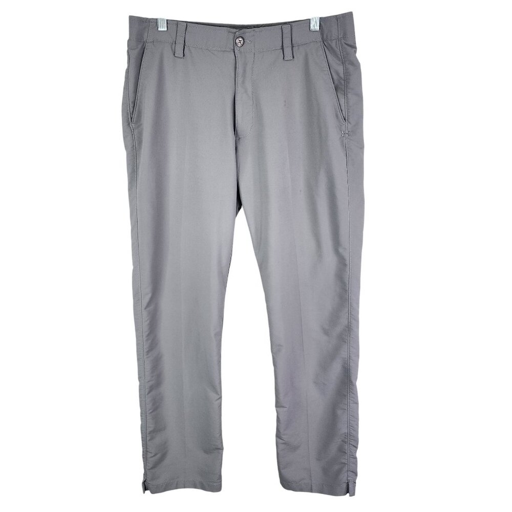 Mens Gray Under Armour Loose Fit Pants Tapered Golf Stretch Polyester Size 36X32